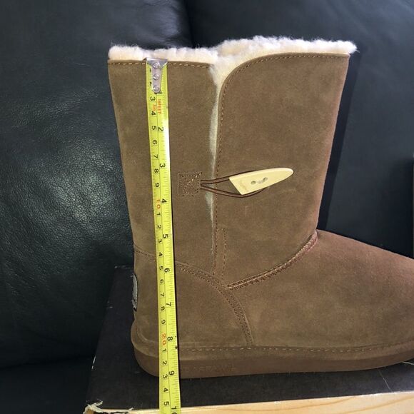 BearPaw 11 Victorian Hickory II Chocolate Brown Sheepskin Lined Suede Boots - Picture 12 of 13